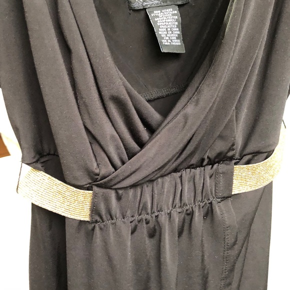 Black and Gold Empire Waist Top Low Cut - Picture 6 of 9
